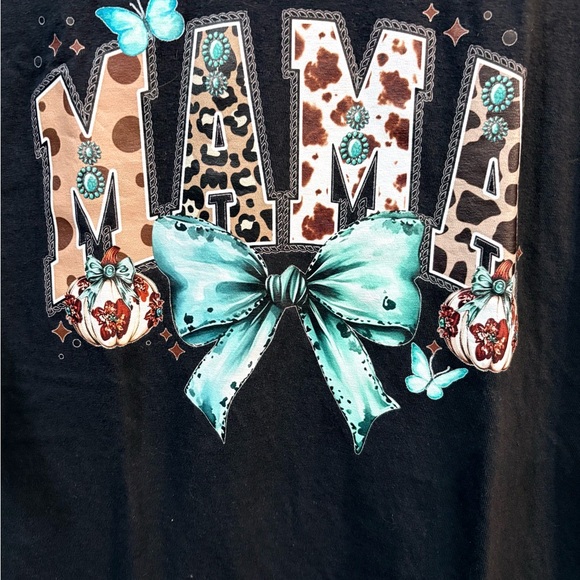 Comfort Colors Black ladies Tee with Turquoise Graphic - Picture 2 of 3